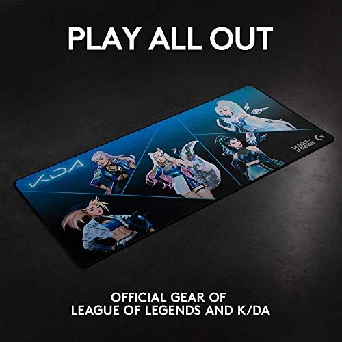 Logitech G840 K/DA XL Ploth Gaming Mouse Pad - 0,12 em Base de borracha fina e estável, League of Legends Gends Gending Gear