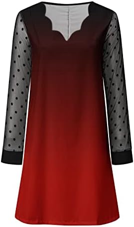 vestido de festa de férias iqka feminino vestidos pura malha, veja através de manga longa v pescoço casual solto mini vestidos de turno