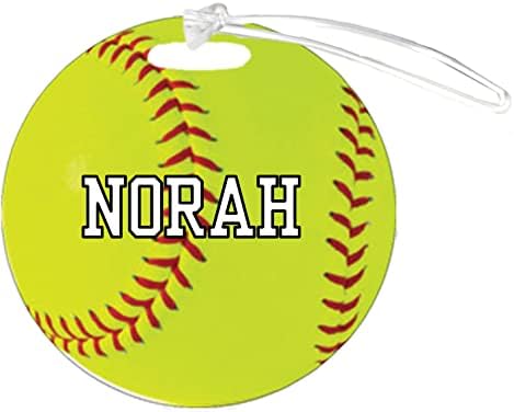 Softball Norah Customizável 4 polegadas reforçado Bagagem de bagagem Plástico Tag Adicione qualquer número ou qualquer nome de equipe