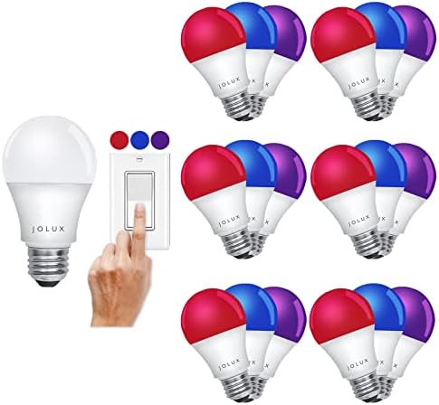 Lâmpadas de líder led jolux A19, 8,5w = 60w, clique em n cor, alteração de cor por troca, lâmpada colorida para iluminação