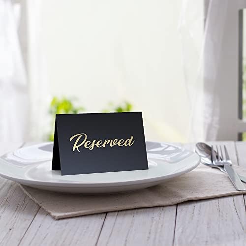 10 Pacote preto Sinais de mesa reservados para casamento - folha de ouro placas de assento reservadas para cadeiras