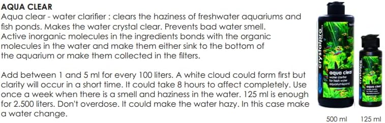 CrystalPro Betta Aqua Condicionador 125ml Condicionador de água aquário para pacote Betta com Aqua Clear 125ml Aquarium Water Clarifier