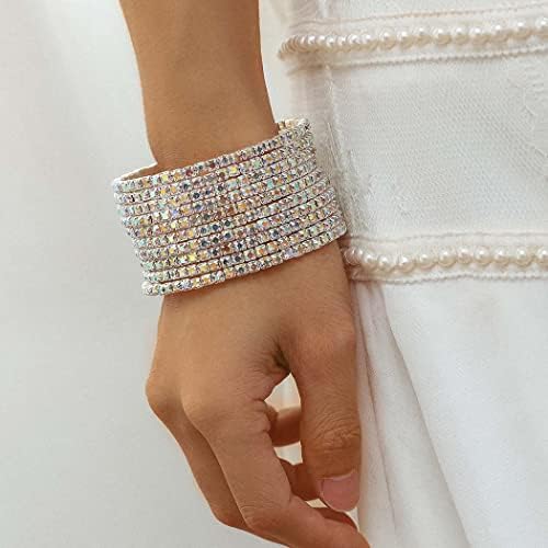 A pulseira de cristal de várias fileiras elaboradas com uma corrente de jóias de jóias de bola de noiva para mulheres