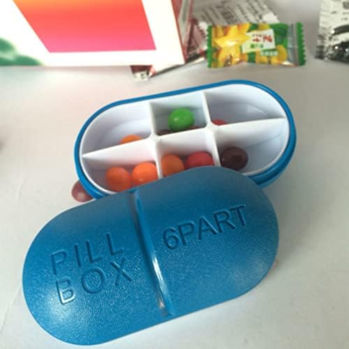 Contêiner de pílula de viagem Doitool Capa portátil de pílulas ovais portáteis com removível 6 compartimentos de vedação de