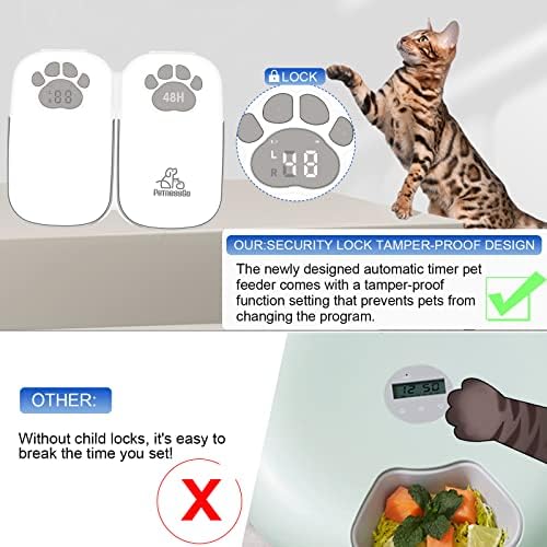 PETNESSGO AUTOMÁTICO 2 refeições alimentador de gatos, alimentador de animais de estimação com temporizador programável,