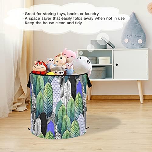 Color Heliconia Folhas Pop -up Lavanderia cesto com tampa de cesta de armazenamento dobrável Bolsa de lavanderia dobrável para camping