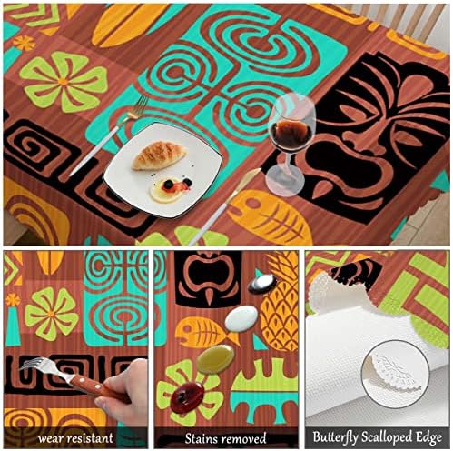 Swono Decorativo Tabela de retângulo Africano Padrão africano, abacaxi geométrico exótico Peixes Polyester Toleta de mesa de