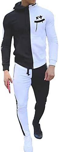 OFOKEDA Men's Men's Sportswear Suit Sports Slova Longa Zipper completo Terno de duas peças Adequado para corrida, corrida,