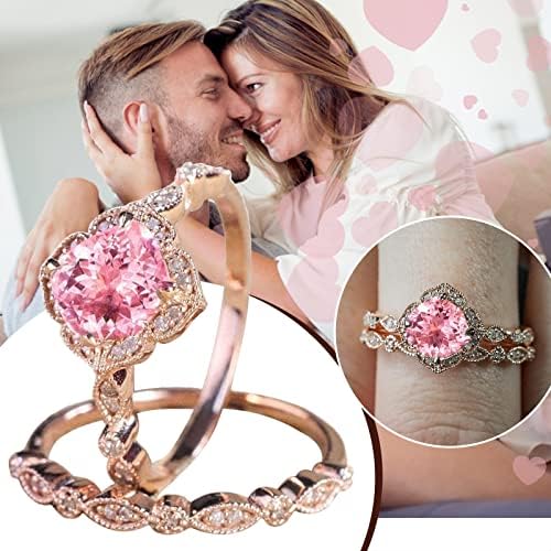 Anéis de noivado feminino vintage Floral Champagne Ring Ring Pink Diamond Banding Ring Rings Rose Rose