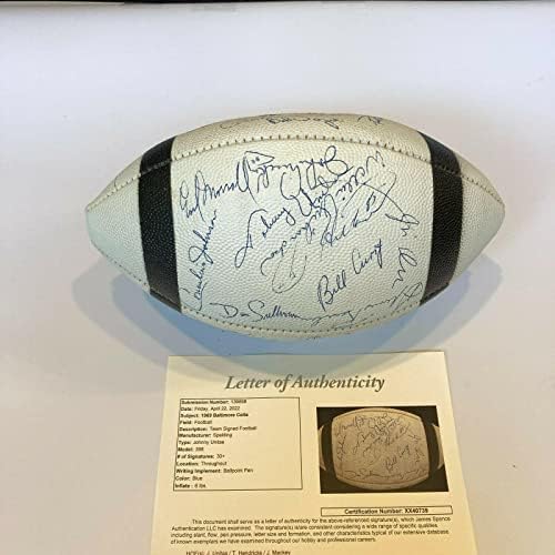 Linda Johnny Unitas 1969 A equipe de Baltimore Colts assinou futebol com JSA COA - bolas de futebol autografadas