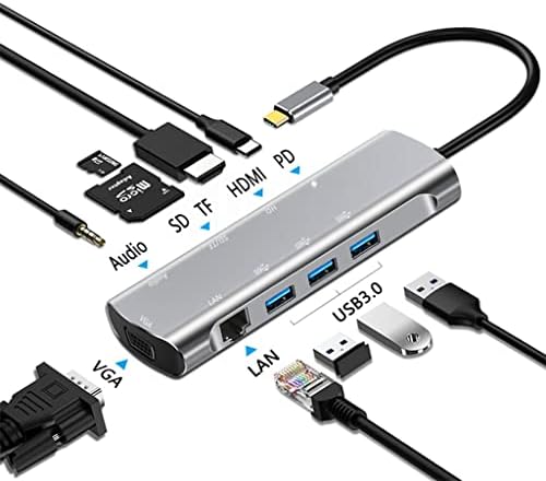 LMMDDP TIPO C TO -COMPATIBLE 4K 30HZ RJ45 USB 3.0 Adaptador Tipo C Dock de cubo para divisor de laptop Pro Air