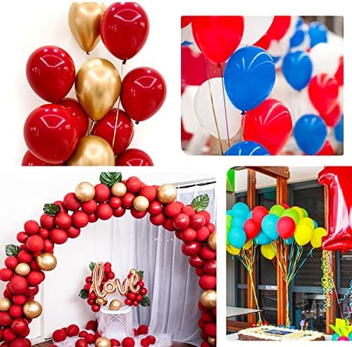 Balões de ouro vermelho 50 pacote, balão de látex vermelho real de 12 polegadas, balões de ouro metálico, balão de confete de ouro vermelho com 1 fita para casamento de festas de chá de bebê para casamento de aniversário decorações de festas.