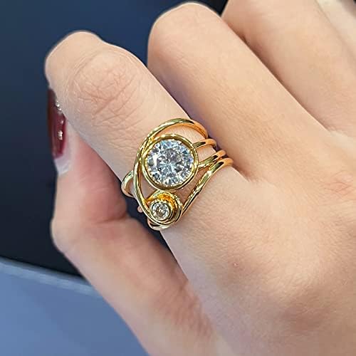 2023 Nova linha irregular feminina de diamante anel de diamante de diamante anel de noivado anel de noivado de casamento