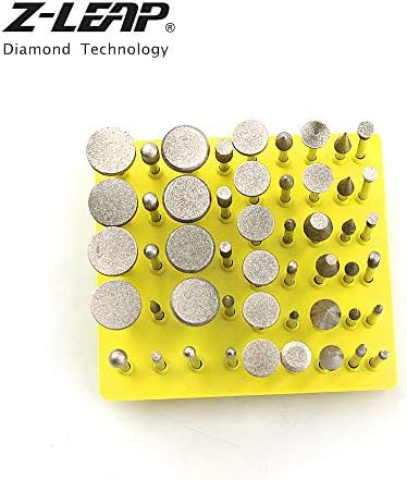 Z-LEAP 50pcs Eletroplatou Diamond Landing Head Betrs Set para Dremel Rotary Tool