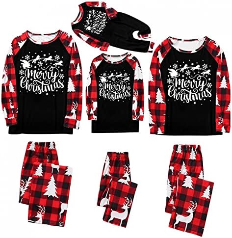 XBKPLO Family Pijamas Loungewear, roupas de Natal Matching Matching Christmas Family Pijamas Pijamas para família de 3 set