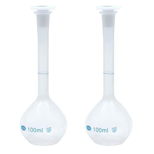 SSCON 2PCS 100ML Laboratório de plástico Volumétrico Medição Flask com tampa Snap