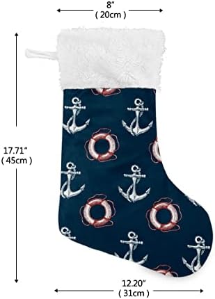 Meias de Natal Navio branco âncora Lifebuoy Marinha branca Plush punho Mercerizado Holida de Velvet Holida de Velvet Personalizada