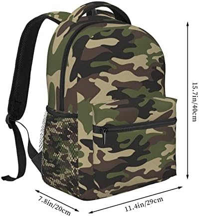 Afhyzy Camo Travel Laptop Backpack Women Bookbag Backpack School Lightweight para meninas Backpack da faculdade ajustável se encaixa em homens à prova d'água de laptop de 15,6 polegadas