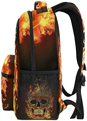 Wamika Fire Skull Backpacks Flamejing Skeleton Laptop Bag Casual Extra Durável Mochila Pacote de Dias de Esportes de Viagem