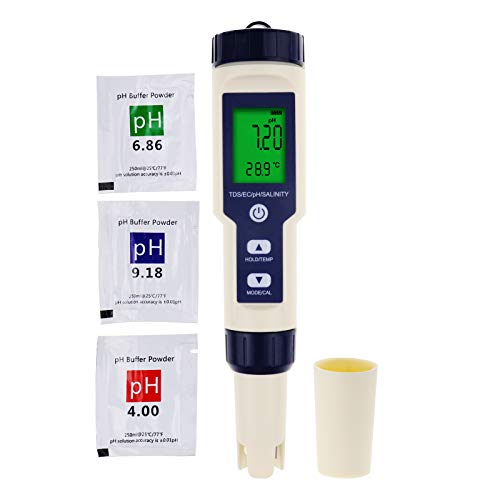 DanoPlus 5 em 1 medidor de pH digital com TDS/EC/Salinidade/Medição de Temperatura Testador de Multi-Parâmetro Altamente Preciso de Salinidade/Salinidade