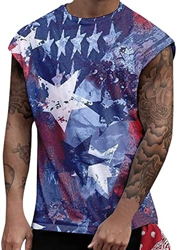 Camisas de verão bmiEgm para homens de tanques casuais masculinos de bandeira americana com estampa de impressão de mangueira