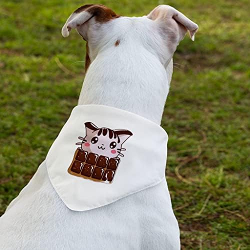 Kawaii Design Pet Bandana Collar - Cola de cachecol de gato - Bandana de cachorro com tema de chocolate - L