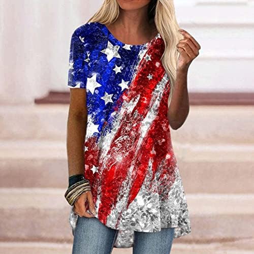 Independence Day Graphic Top Women Fall Summer Summer Manga curta 2023 Crewneck Crewneck Top camiseta para meninas 9L