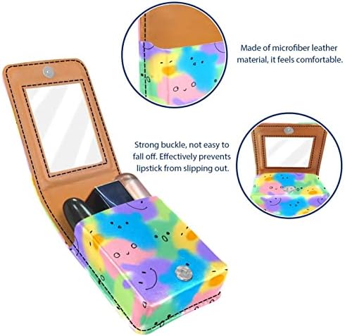 Caixa de batom oryuekan com espelho bolsa de maquiagem portátil fofa, bolsa cosmética, cartoon animal urso coelho pato cão de pato