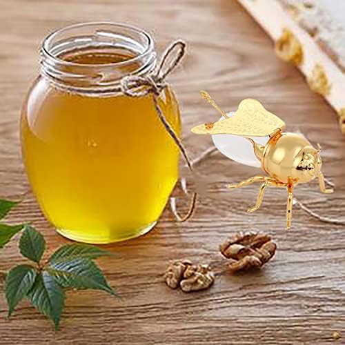 Luxo abelhão Honeypot Creative Metal Honey Recipientes com Dipper Honey Storage Jar Ornamento Decorativo para Presente