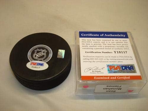 Sean Monahan assinou Calgary Flames Hockey Puck PSA/DNA CoA 1D - Pucks autografados NHL