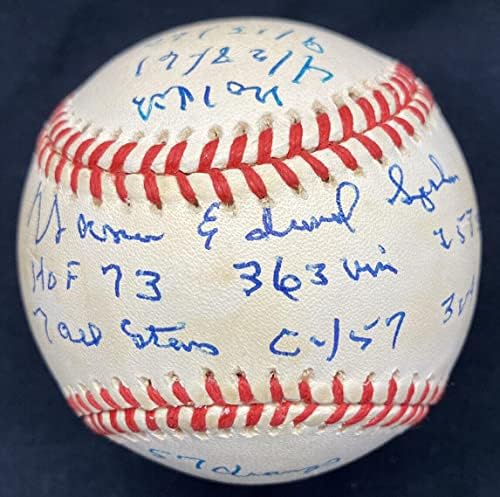 Warren Edward Spahn Hof cy assinado stat baseball PSA/DNA Beckett Holos Somente - bolas de beisebol autografadas