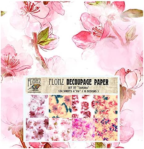 Decoupage Paper Pack Sakura, Spring Flouring Cherry # papel de padrão de estilo vintage para decoupage, artesanato e scrapbooking