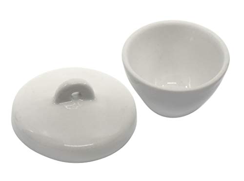 Eisco Labs Porcelan Crucible com tampa, forma curta, capacidade de 8 ml - pacote de 15