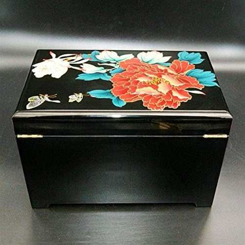 Caixa de jóias wyfdc - caixa de jóias peony caixa de jóias caixa de jóias de jóias de madeira （preto）