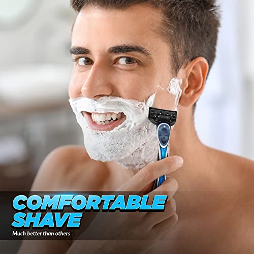 The Ultimate 5 Razors for Men - Razoras de barbear premium para homens com 5 lâminas de barbear - Barra de esfoliação e lubrificante