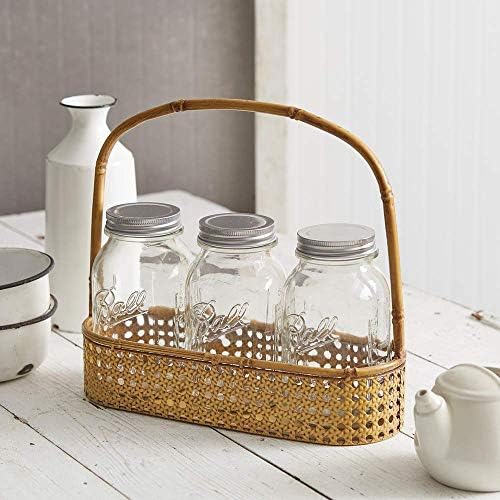 Coleta CTW Home 770436 Três Jar Metal Bamboo Caddy, 12,25 polegadas de comprimento