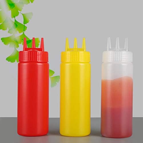 Qiilu squeeze garrafa garrafa de garrafa de plástico 3pcs 3 orifícios garrafa de condimento com tampa para molho de salada molhos ketchup