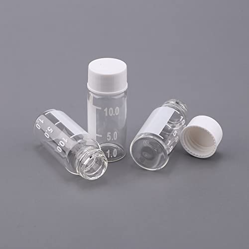 Pacote csfglassbottles de 50 ml de vidro transparente frasco com frasco com escala de escala de patch clear amostragem líquida Tampa de parafuso de amostra de laboratório de laboratório Capinho de plástico branco