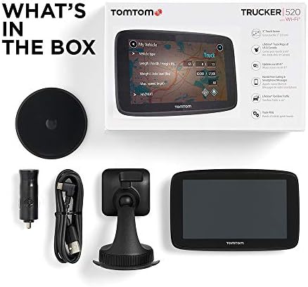 TOMTOM Trucker 520 Dispositivo de navegação GPS de 5 polegadas para caminhões com conectividade Wi-Fi, serviços de smartphone,