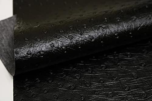5 x12 Avestruz preta - folha de couro sintético, textura animal em relevo, lençóis de couro exótico, material para brincos