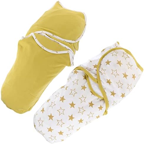 Toddmomy Recém -nascido Swaddle Blanket 2pcs SACH STACH Recém -nascido pano amarelo ajustável para - Receber confortável