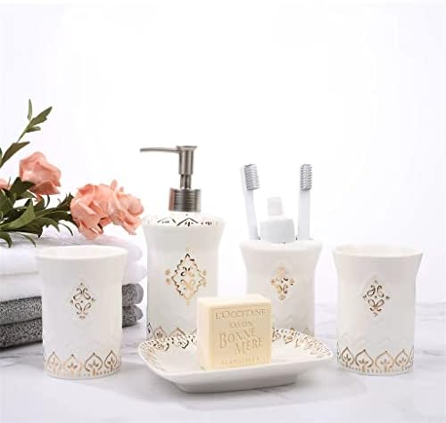 Sawqf banheiro de cerâmica de estilo europeu de cinco peças de enxaguatório bucal escova de dentes de dentes de dentes