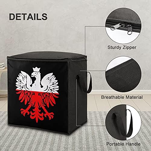 Polônia Polish Polish Eagle Garge Quilt Storage Bag Organizer Box Zipper em cima para travesseiro de travesseiro de roupas