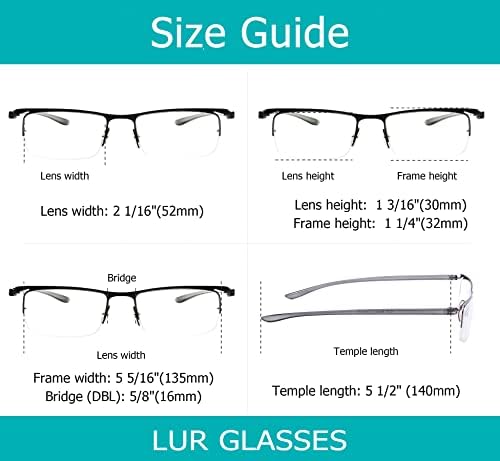 Lur 6 pacotes de óculos de leitura de meio aro