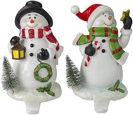 Northlight Set of 2 Glitter Dusted Snowman Christmas Stockings 7.25
