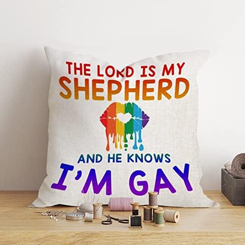 O Senhor é meu pastor e ele sabe que eu sou gay arremesso de travesseiro de travesseiro lésbico Progresso gay Pride Rainbow