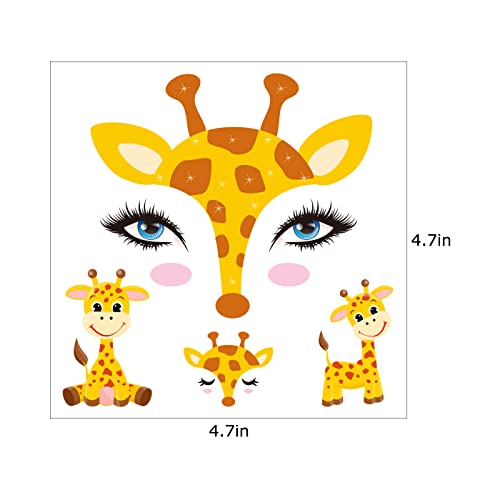 Favores da festa de pintura de rosto de tatuagem de rosto para crianças suyuanart, 12 pacote de girafa, coelho, unicórnio