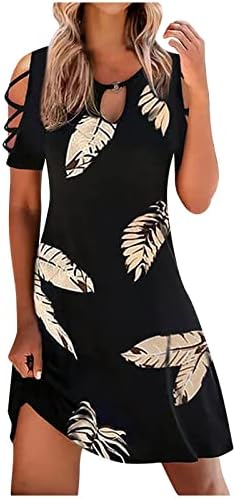 Firero Summer Vestres for Women 2023, Hawaiian Short Slave Square Neck Dress Floral Impressa