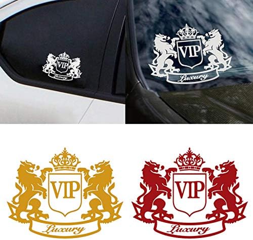 Decalques de carro hahawaii, Double Lion Crown Letter VIP Motorcycle Car Decoração de decalque reflexivo Adesivo - Amarelo