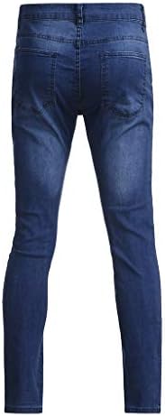 Jeans para homens, meninos adolescentes moda jeans skinny lavado trecho slim fit rasgado bikerjeans calças jeans
